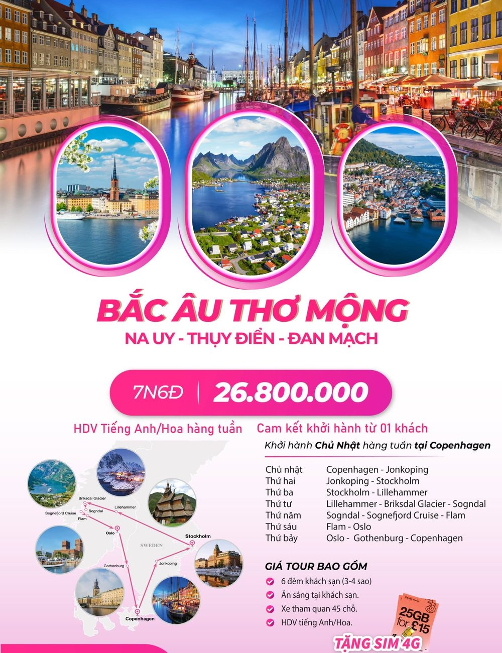 Bắc Âu Thơ Mộng — Na Uy · Thụy Điển · Đan Mạch