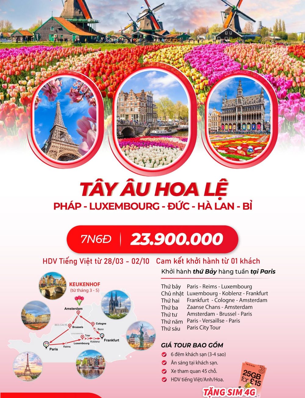 Tây Âu Hoa Lệ — Pháp · Luxembourg · Đức · Hà Lan · Bỉ